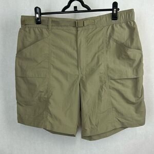 NEW Eddie Bauer RipStop Tech Shorts Mens Sz Large Khaki Tan Adjustable Belt UPF